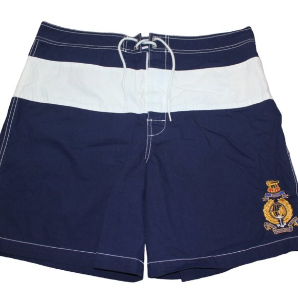 Polo Ralph Lauren Handbags - Polo Ralph Lauren Navy Blue White Stripe Board Shorts Swim Trunks Mens Size 34